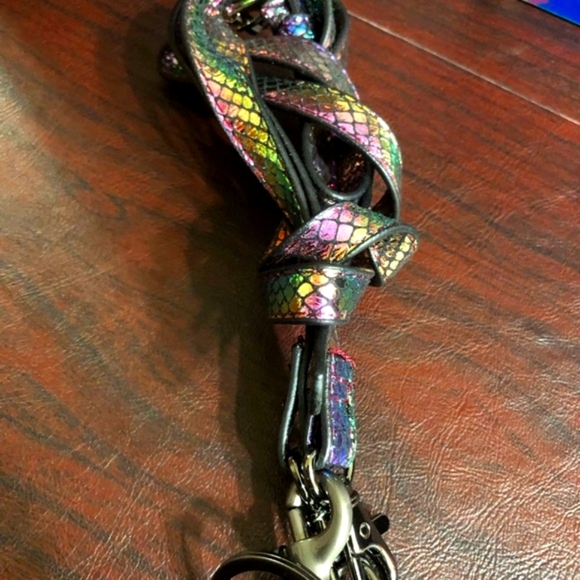 Iridescent Multucolor Rainbow Crossbody Bag PLUS Green/Pink Cherry Charm - Picture 4 of 6